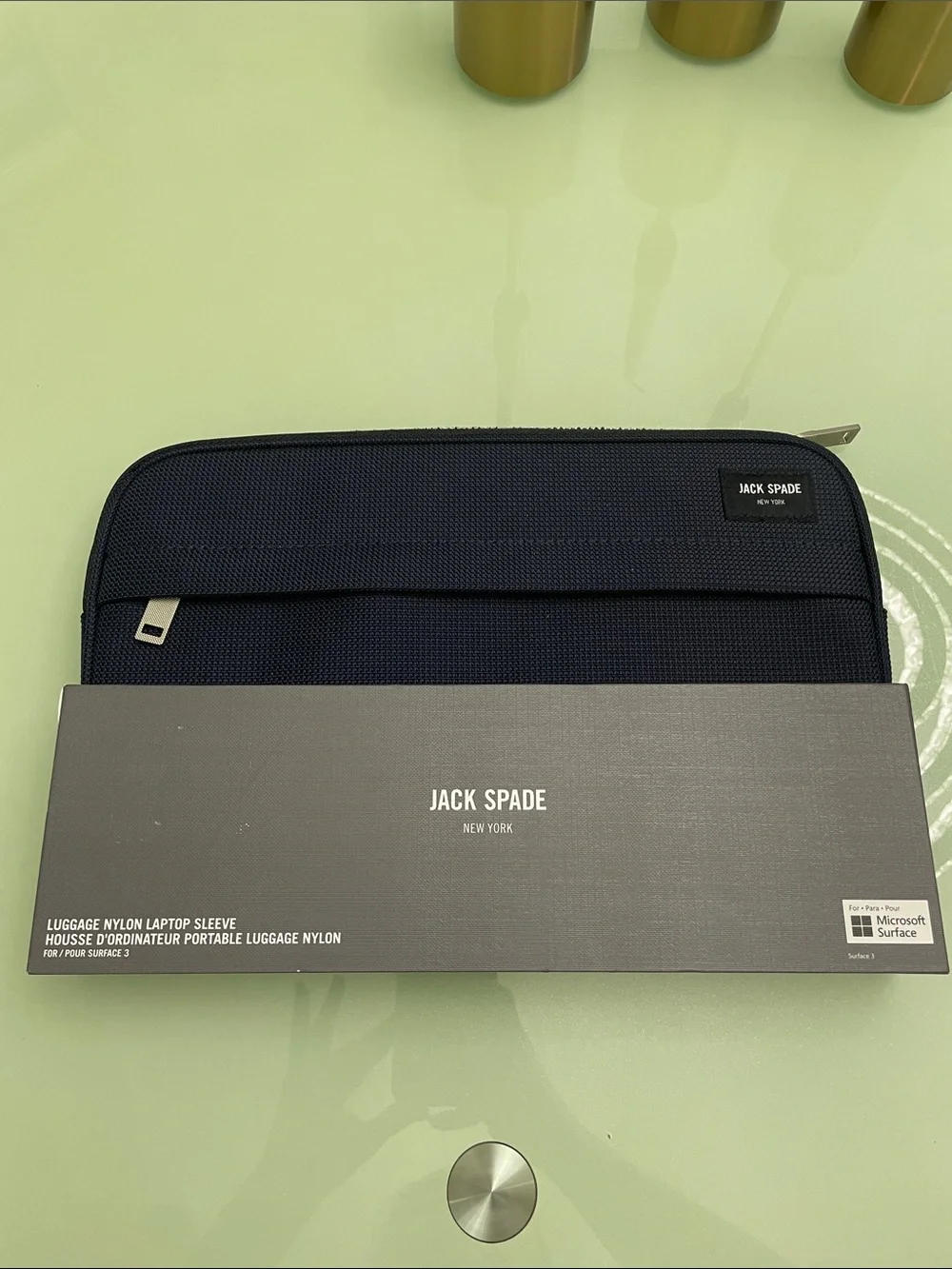 Jack Spade Navy Nylon Laptop Sleeve with Front Zip Pocket